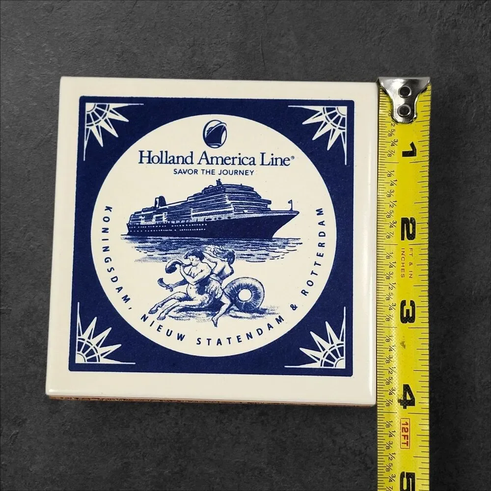 2 Holland America Cruise Delft Tile Coasters Royal Goedewaagen COA Netherlands